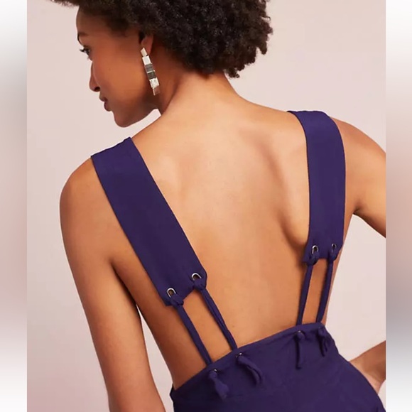 Anthropologie Apron Wide-Leg purple Jumpsuit by Maeve womens 4 - Picture 2 of 6